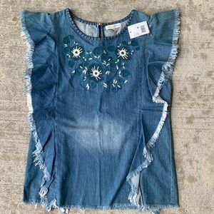 Angel + Premium Embroidered Jean Shirt